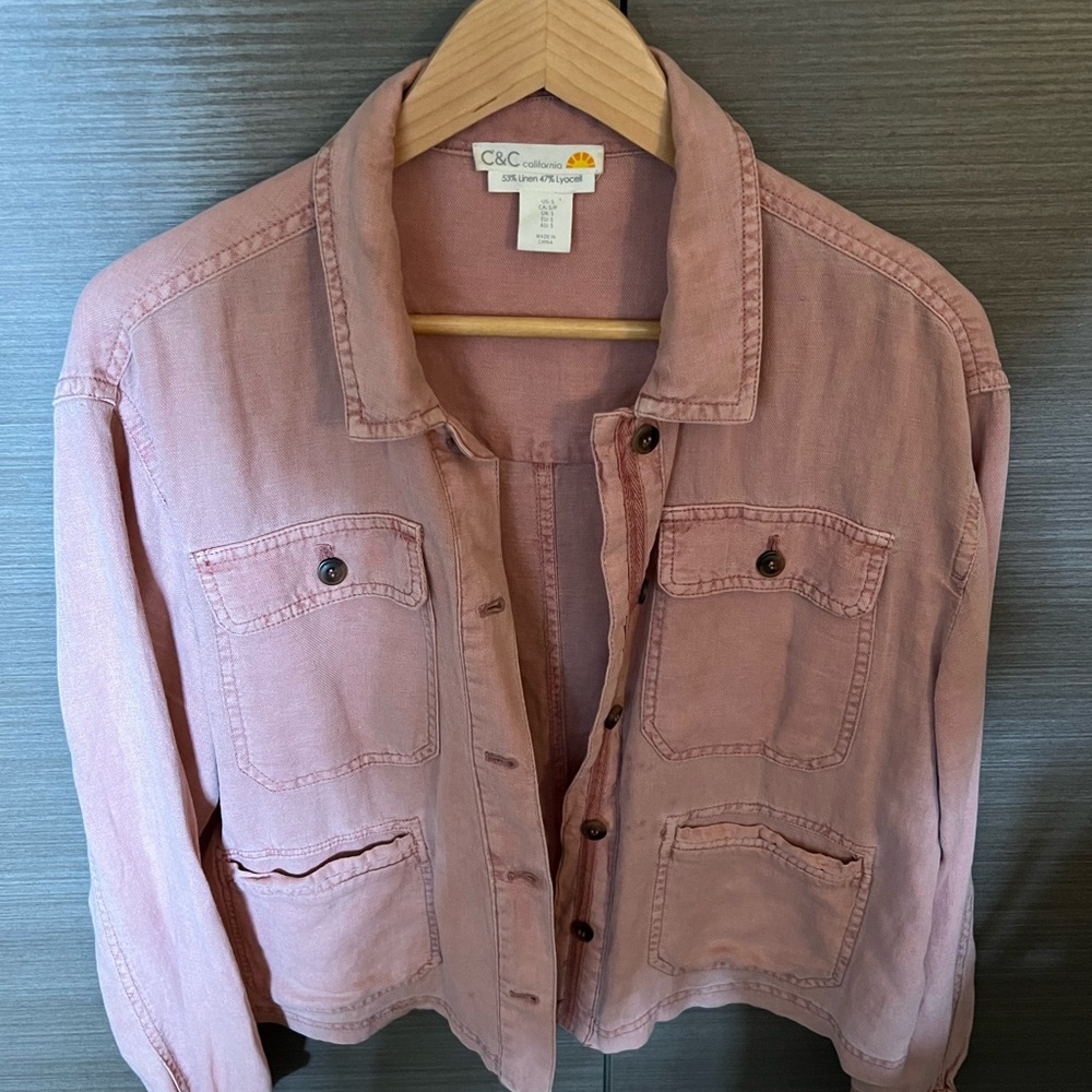 C & C CALIFORNIA LINEN BLUSH COLOR JACKET SIZE S